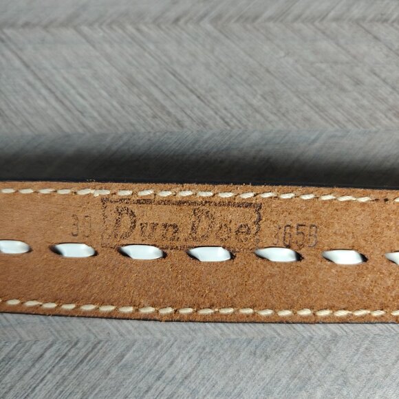 Vintage DunDee Women's Tooled Leather Belt Size 30 Western Style Brass Buckle - Picture 4 of 4